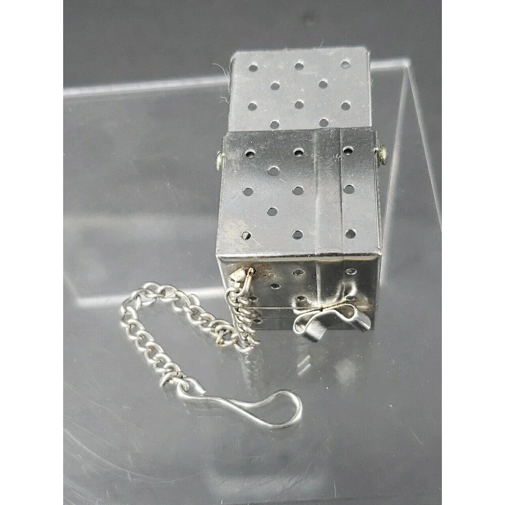 Vintage Tea Infuser Square Cube Strainer Ball with Chain Stainless Steel